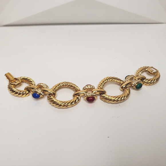 Exceptional & Rare Vintage GIVENCHY Chunky Mogul Jeweled Bracelet - Picture 3 of 10